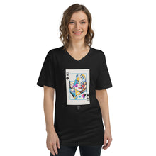 Load image into Gallery viewer, QOS Playing card - Unisex Short Sleeve V-Neck T-Shirt
