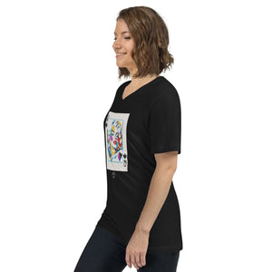 QOS Playing card - Unisex Short Sleeve V-Neck T-Shirt