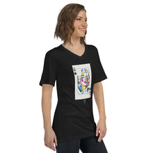 Load image into Gallery viewer, QOS Playing card - Unisex Short Sleeve V-Neck T-Shirt
